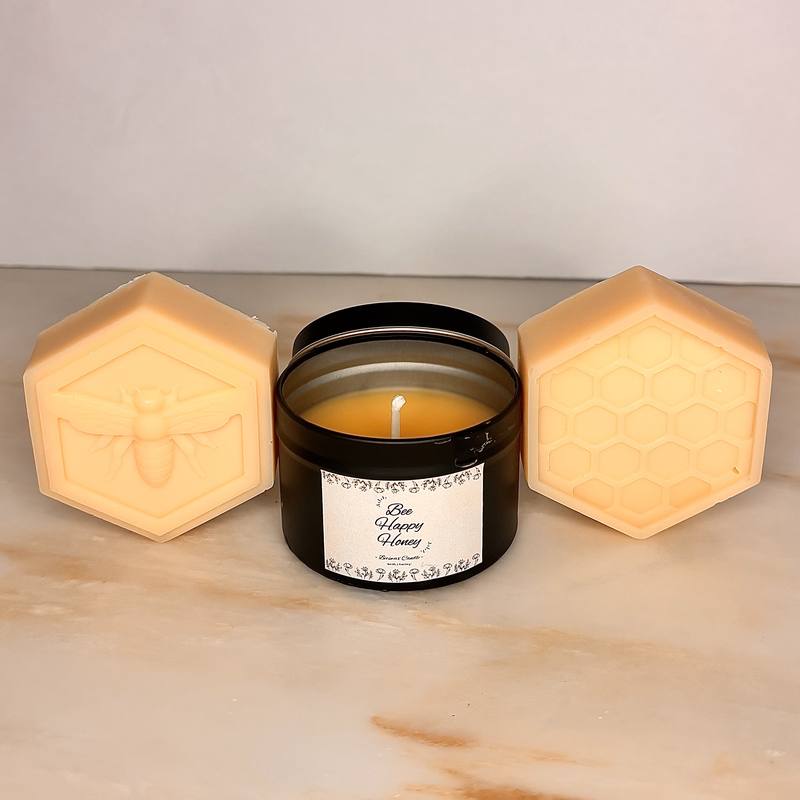 Spa Set — two beeswax soaps and a beeswax candle